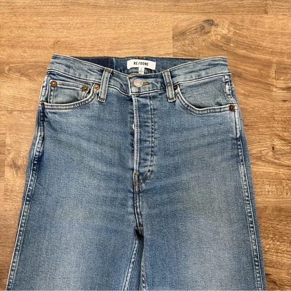 Re/Done Blue 90's High Rise Loose Straight Leg‎ Jeans Size 25 - Picture 5 of 10